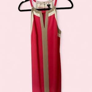 Ann Taylor Halter Neck Colorblock Dress Coral Pink Cream Size 8
